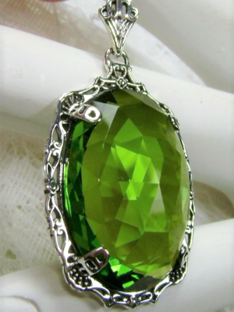 Edwardian, Art Deco, Art Nouveau Antiqued Gold Brass Emerald and Peridot  Green Glass Drop Necklace - Etsy